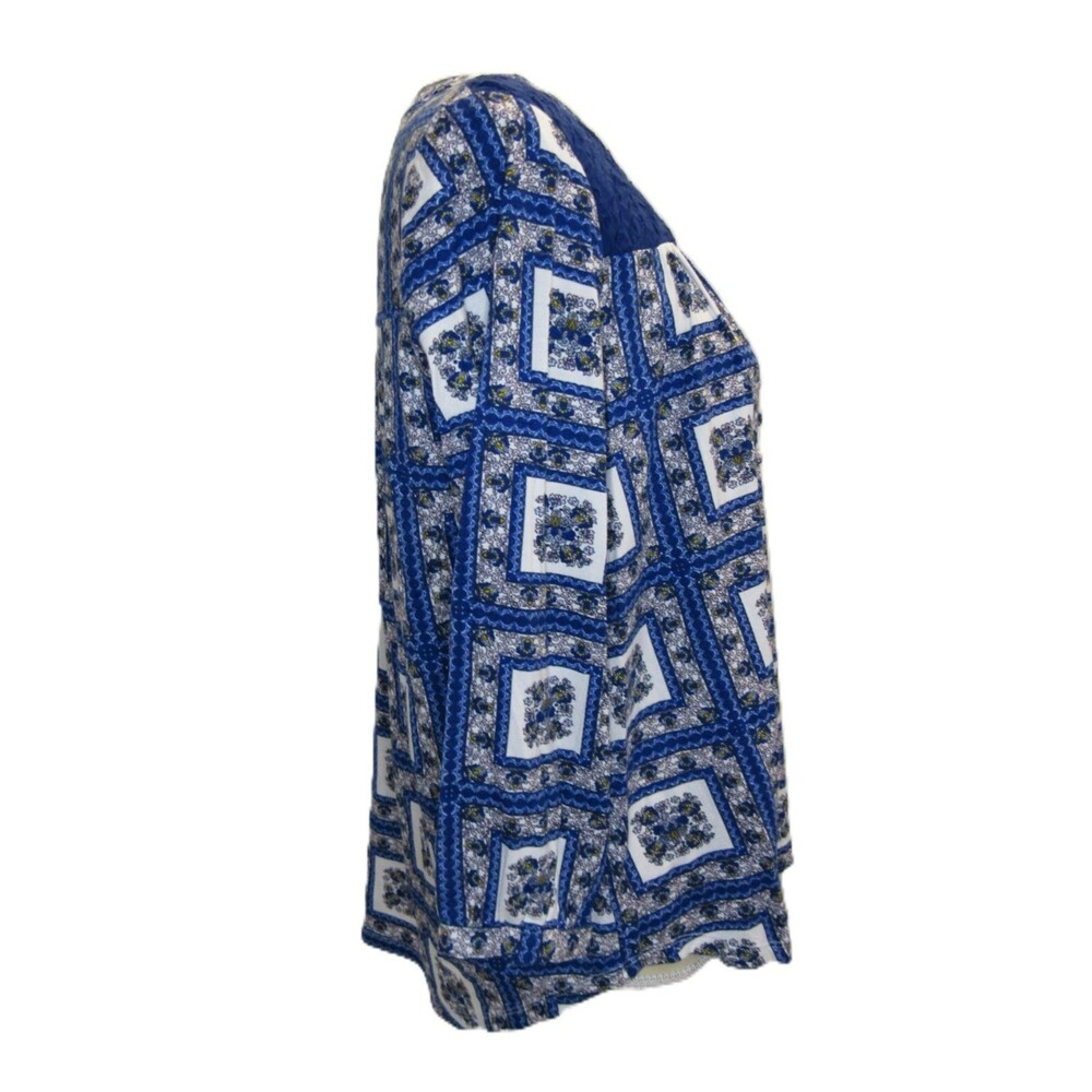Anthropologie Porridge Womens M Blue Blouse Shirt Boho Floral Tile Pattern NWT - Picture 4 of 14